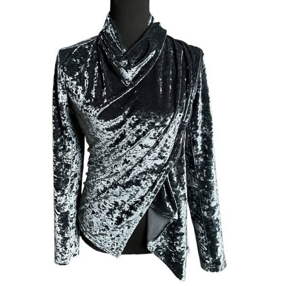 Blank NYC Crushed Velvet Moto Jacket | Draped Zip Up Blazer | Size S - Picture 2 of 12